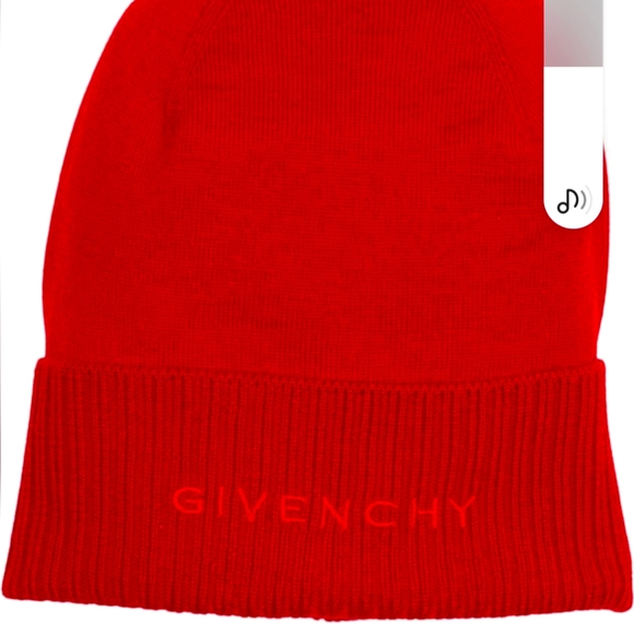 Givenchy Ribbed Embroidered Logo Beanie Red main image 4
